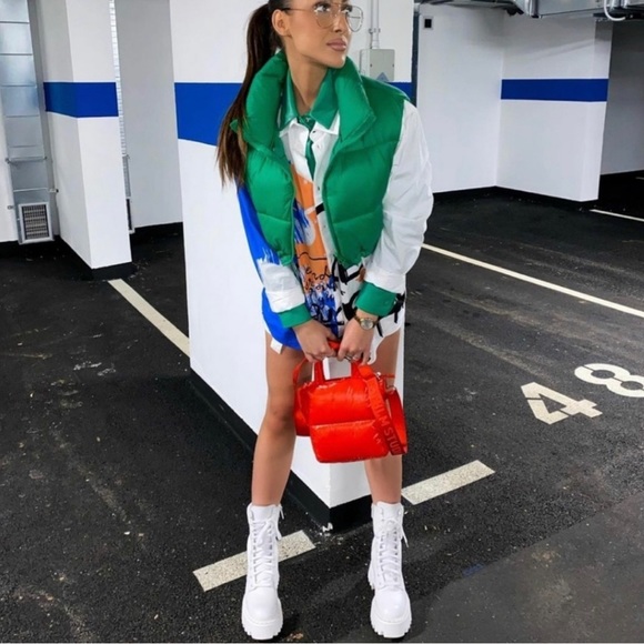 ZARA WHITE LUG SOLE LEATHER LACE UP BOOTS - Picture 3 of 15